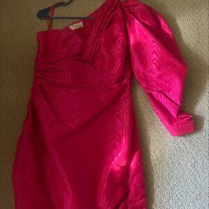 mini one shoulder pink dress